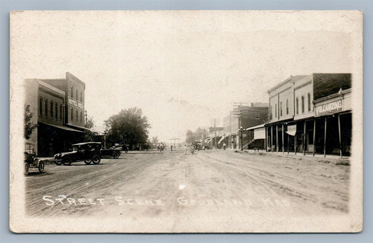 GOODLAND KS HOTEL NEU VULCANAZING SIGN ANTIQUE REAL PHOTO POSTCARD RPPC