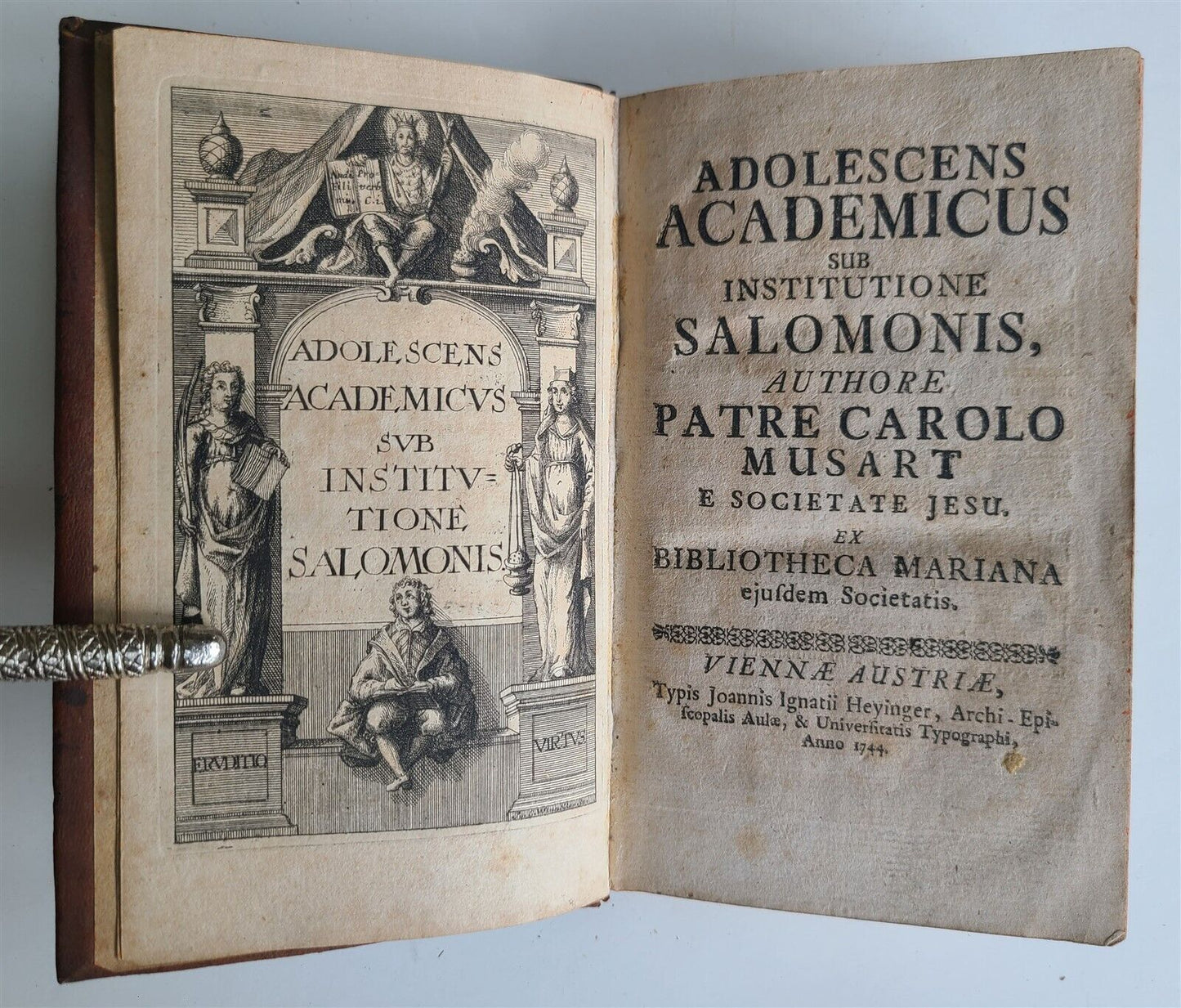 1744 ADOLESCENS ACADEMICUS sub institutione SALOMONIS antique ILLUSTRATED