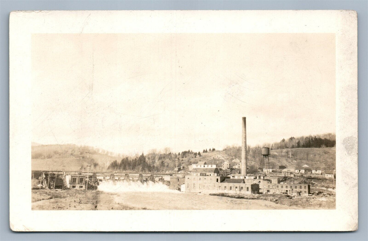 DAM & POWER PLANT NEAR CANTON NY ANTIQUE REAL PHOTO POSTCARD RPPC