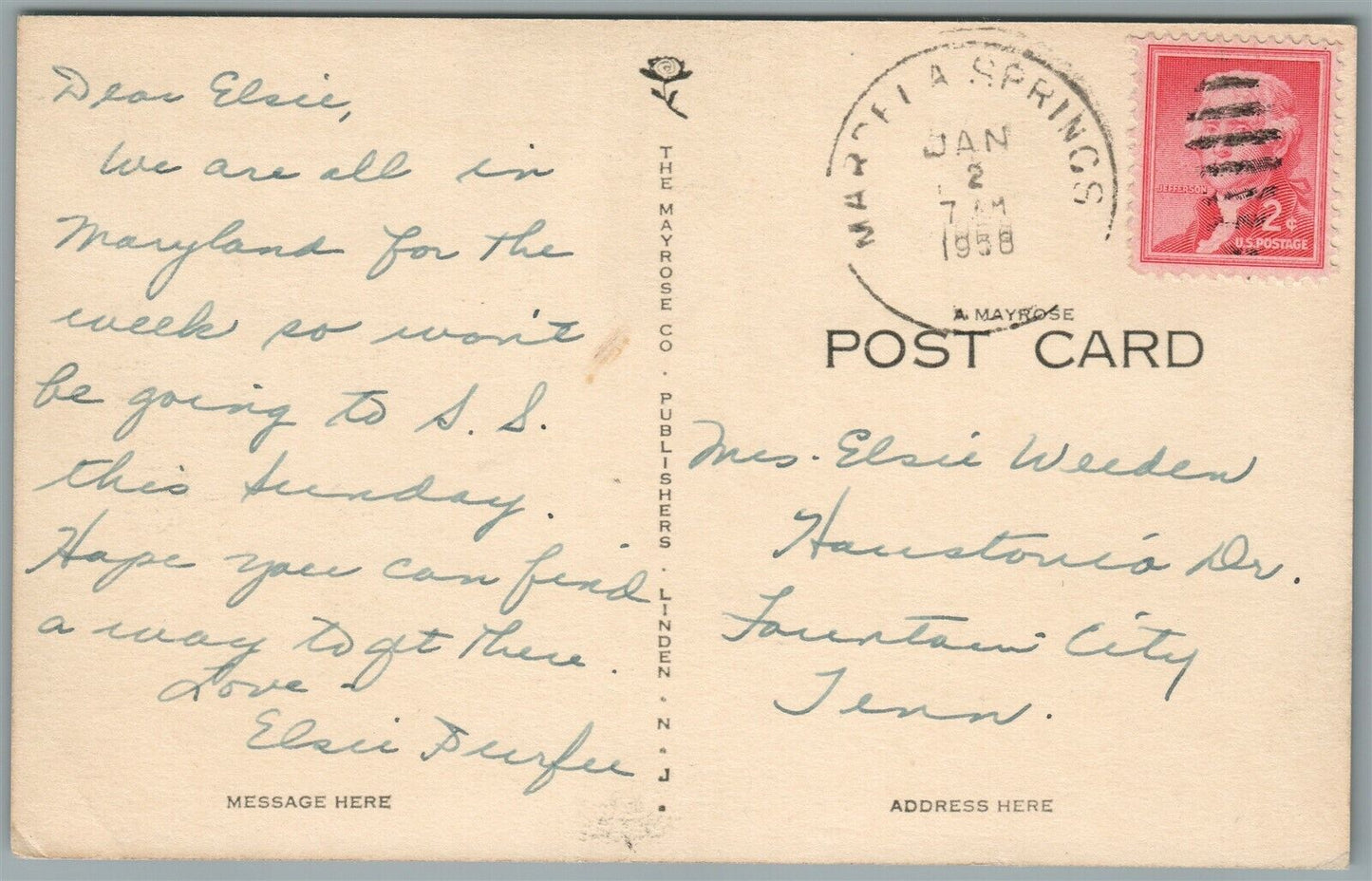 HIGHLAND PARK NJ VINTAGE POSTCARD