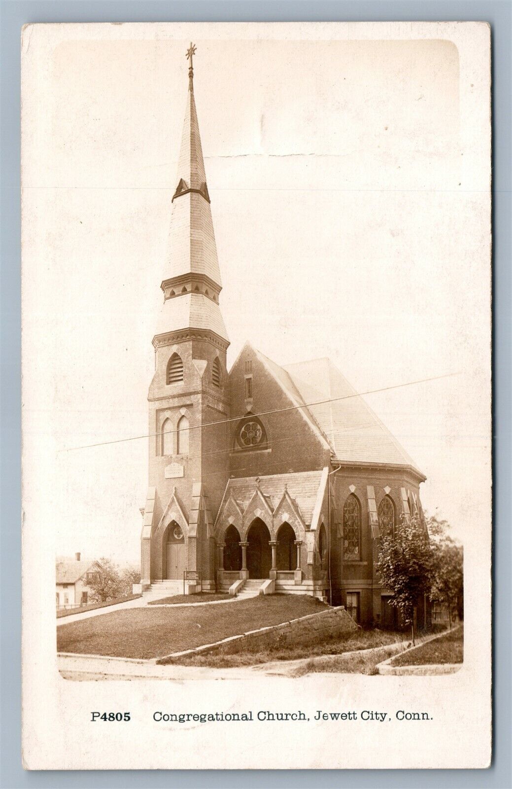 JEWETT CITY CT CONGREGATIONAL CHURCH ANTIQUE REAL PHOTO POSTCARD RPPC