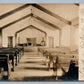 HARPERSVILLE NY M.E. CHURCH INTERIOR ANTIQUE REAL PHOTO POSTCARD RPPC US FLAG