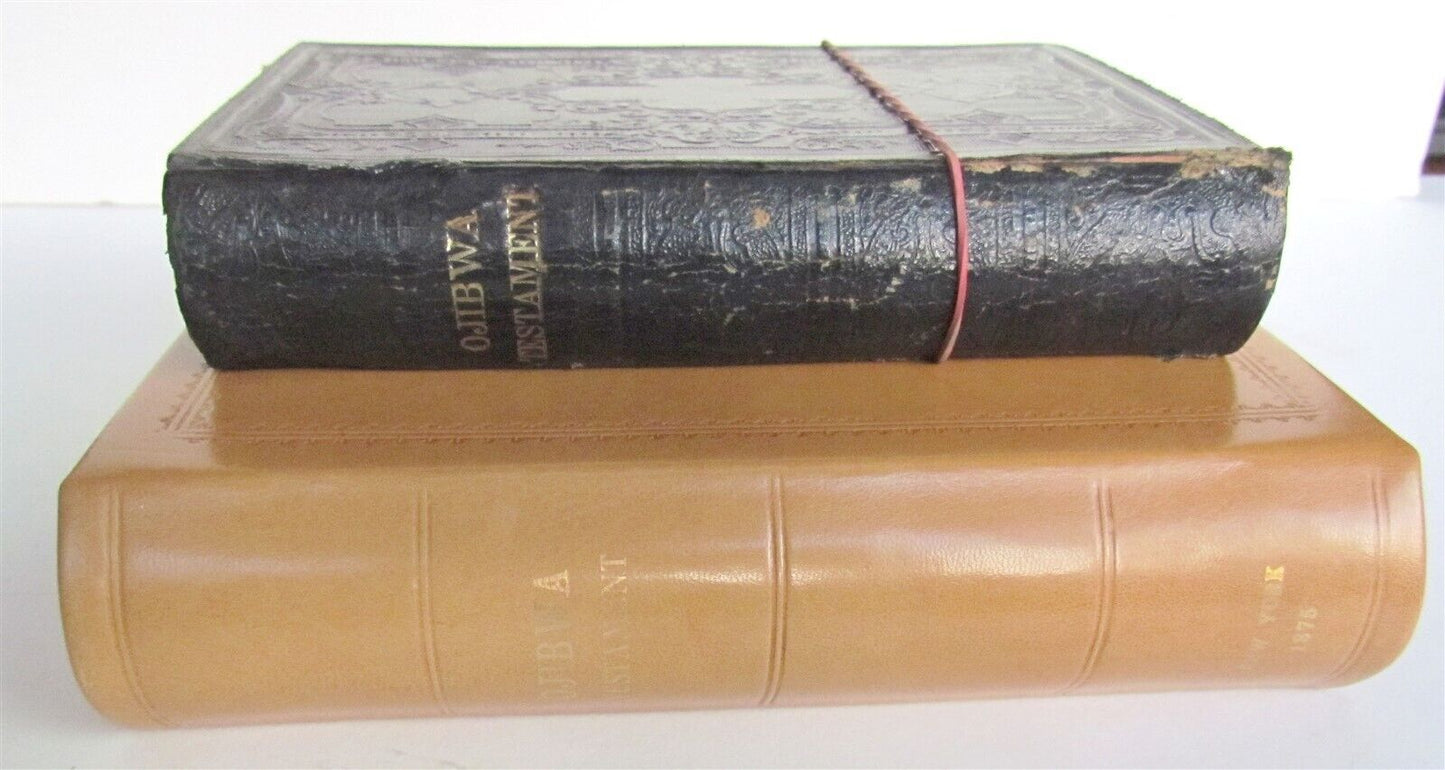 1875 BIBLE in LANGUAGE of OJIBWA INDIANS NEW TESTAMENT antique EXTREMELY RARE