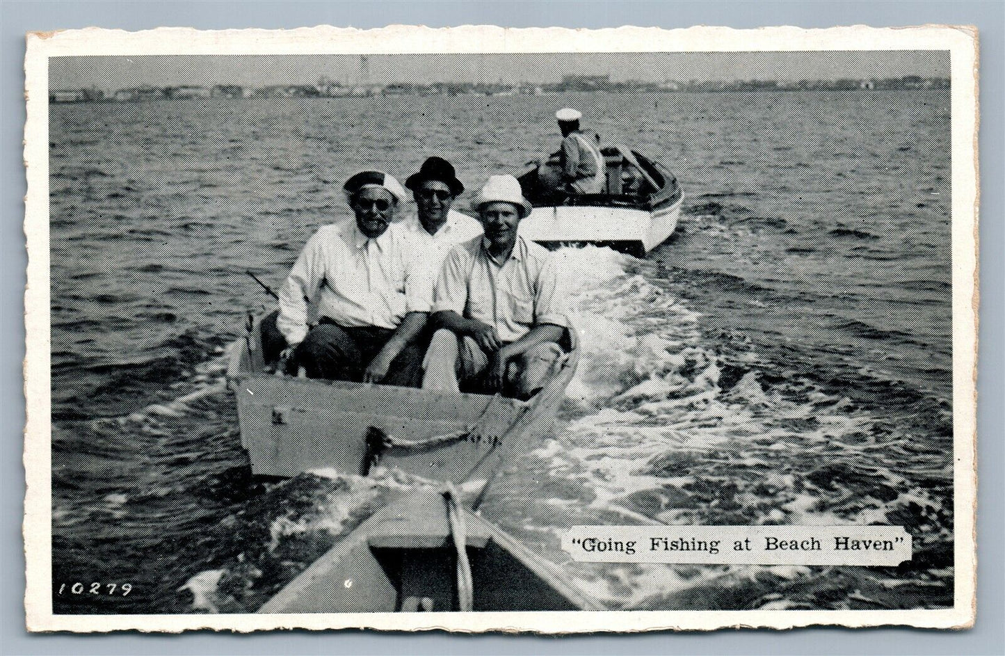 BEACH HAVEN NJ FISHING ANTIQUE POSTCARD