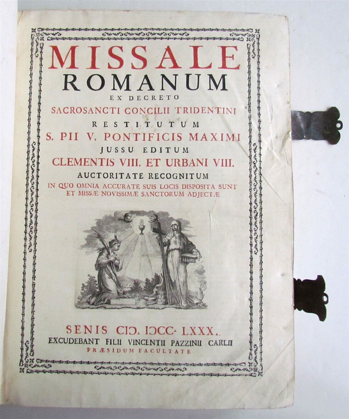 1780 AMAZING BINDING Missale Romanum Senis antique FOLIO w/ CLASPS