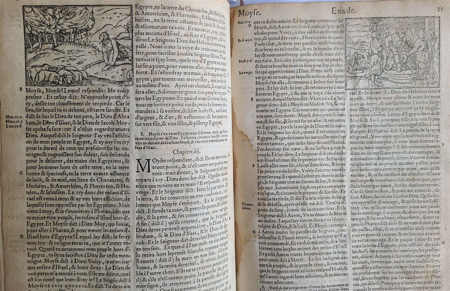 1550 BIBLE in FRENCH LOUVAIN ILLUSTRATED 16th CENTURY antique FOLIO rare