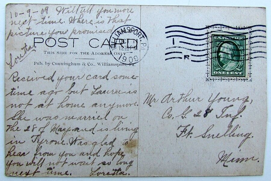 VINTAGE 1909 POSTCARD WEST 4th STREET LOCUST ANNUNCIATION CHURCH WILLIAMSPORT PA
