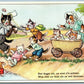 CAT'S FAMILY PICNIC VINTAGE POSTCARD w/ NETHERLAND'S STAMP