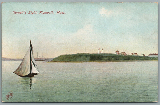 PLYMOUTH MA GURNETT'S LIGHT ANTIQUE POSTCARD