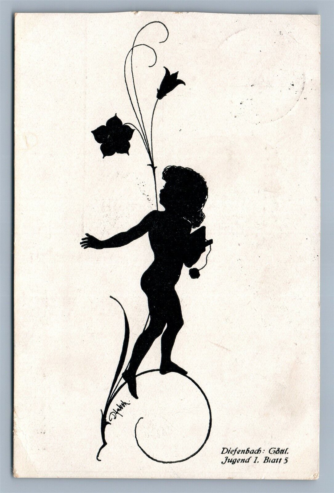GERMAN SILHOUETTE ANTIQUE POSTCARD