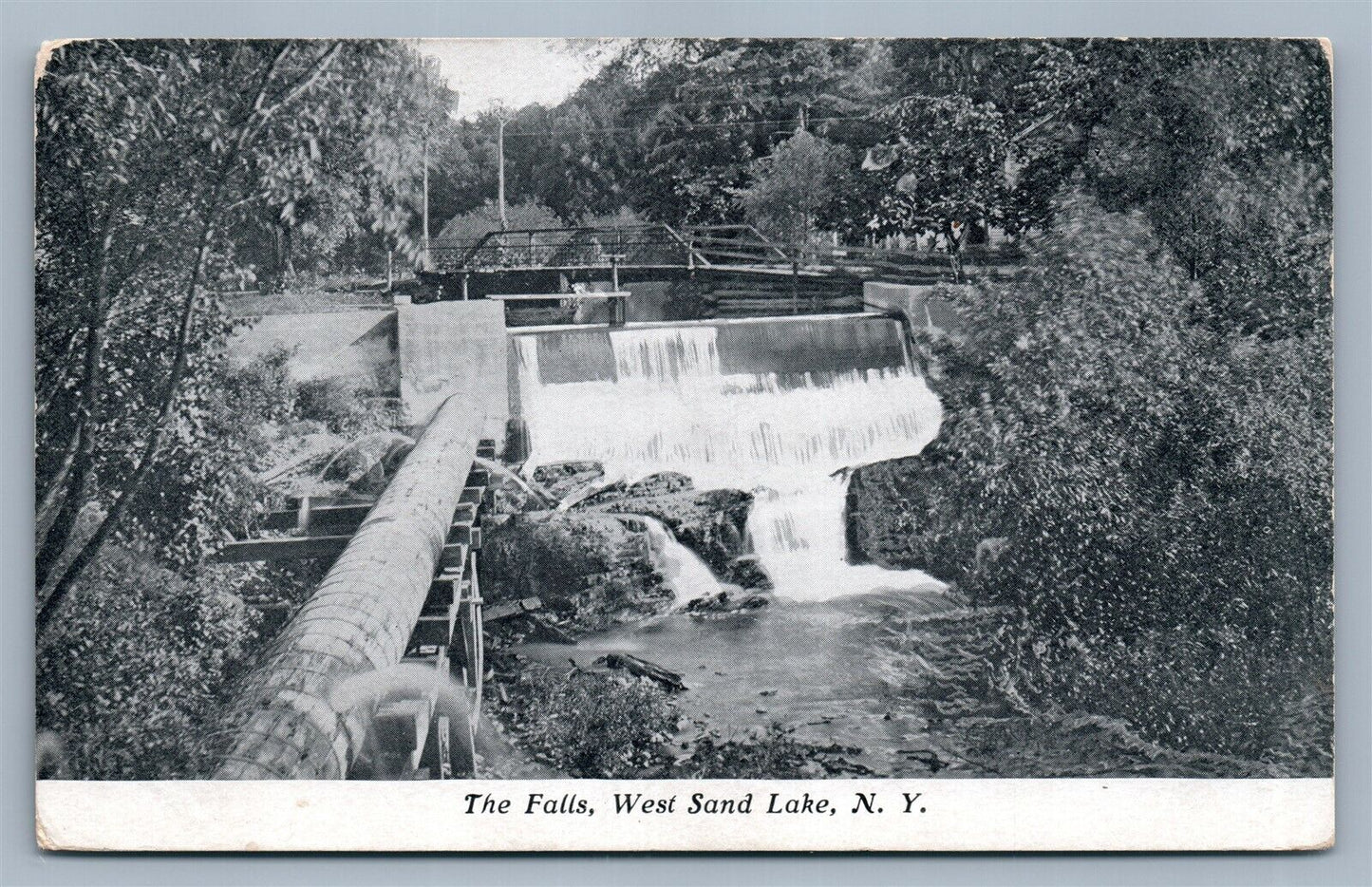 WEST SAND LAKE NY THE FALLS ANTIQUE POSTCARD