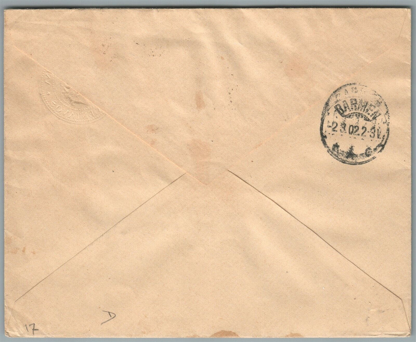 ARGENTINA BUENOS AIRES to BARMEN GERMANY ANTIQUE COVER