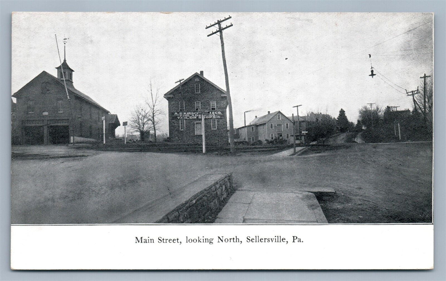 SELLERSVILLE PA MAIN STREET DOUBLE SIDED ANTIQUE POSTCARD