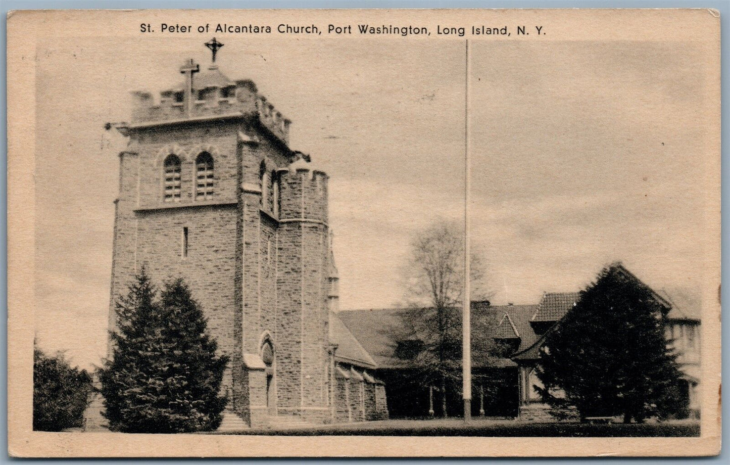 PORT WASHINGTON LONG ISLAND NY ST.PETER OF ALCANTARA CHURCH VINTAGE POSTCARD