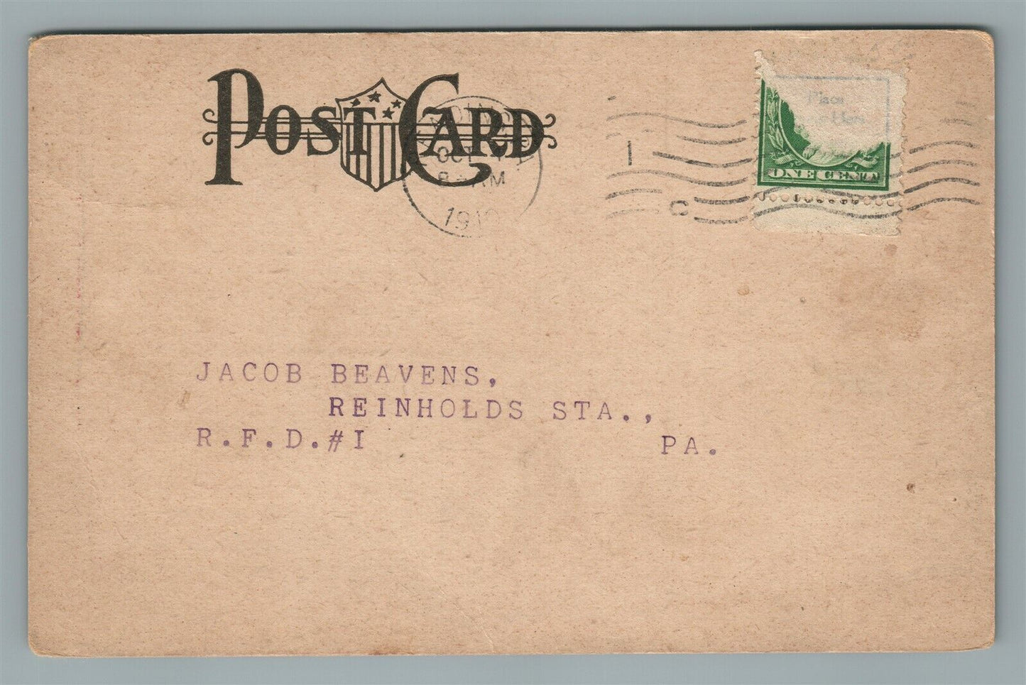 READING PA PENN NATIONAL BANK ADVERTISING ANTIQUE POSTCARD w/ 1910 CALENDAR