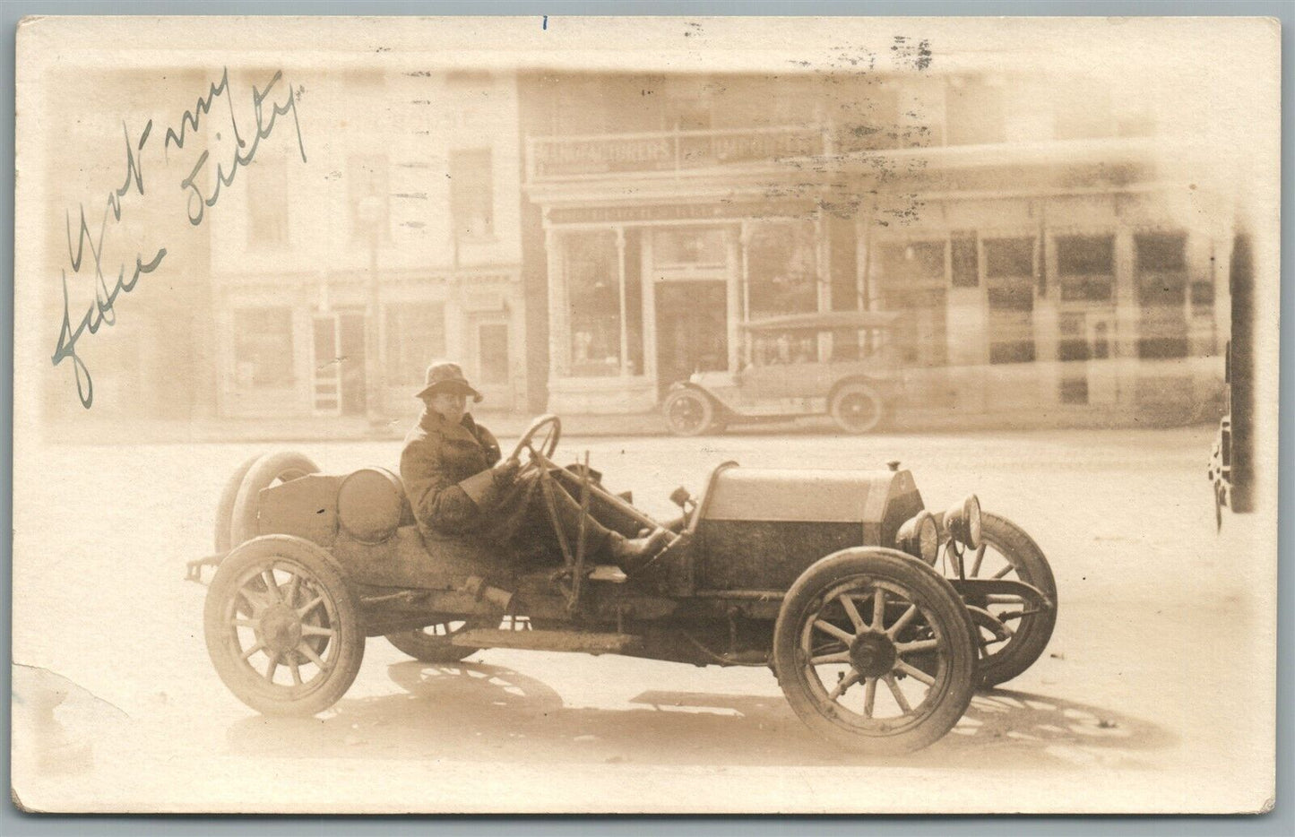 EARLY RACING CAR 1918 ANTIQUE REAL PHOTO POSTCARD RPPC