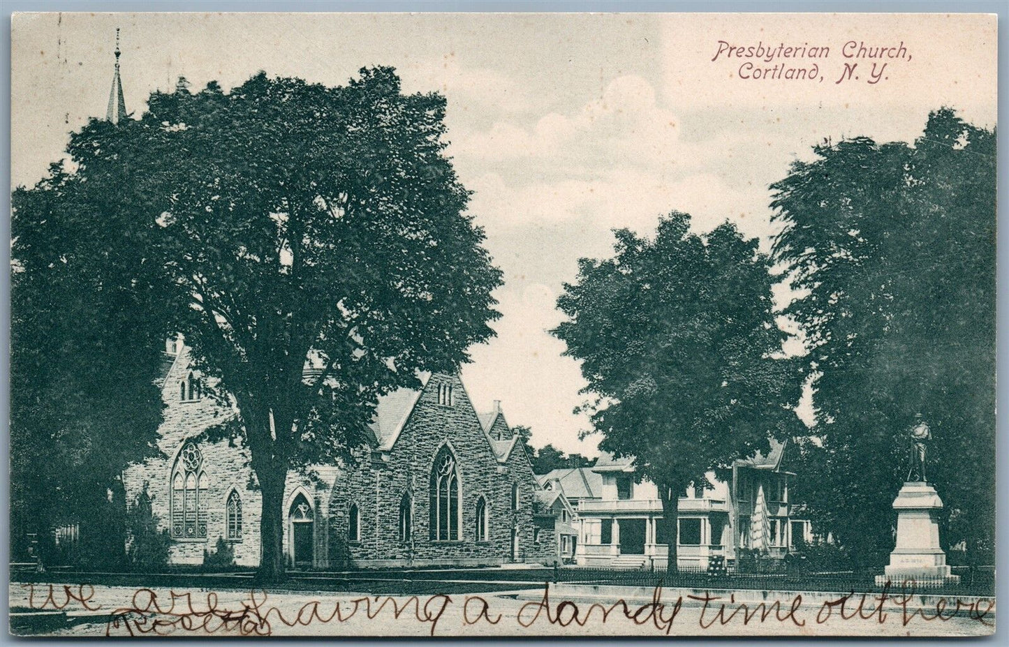 CORTLAND NY PRESBYTERIAN CHURCH 1907 UNDIVIDED ANTIQUE POSTCARD