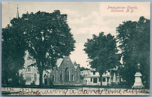 CORTLAND NY PRESBYTERIAN CHURCH 1907 UNDIVIDED ANTIQUE POSTCARD