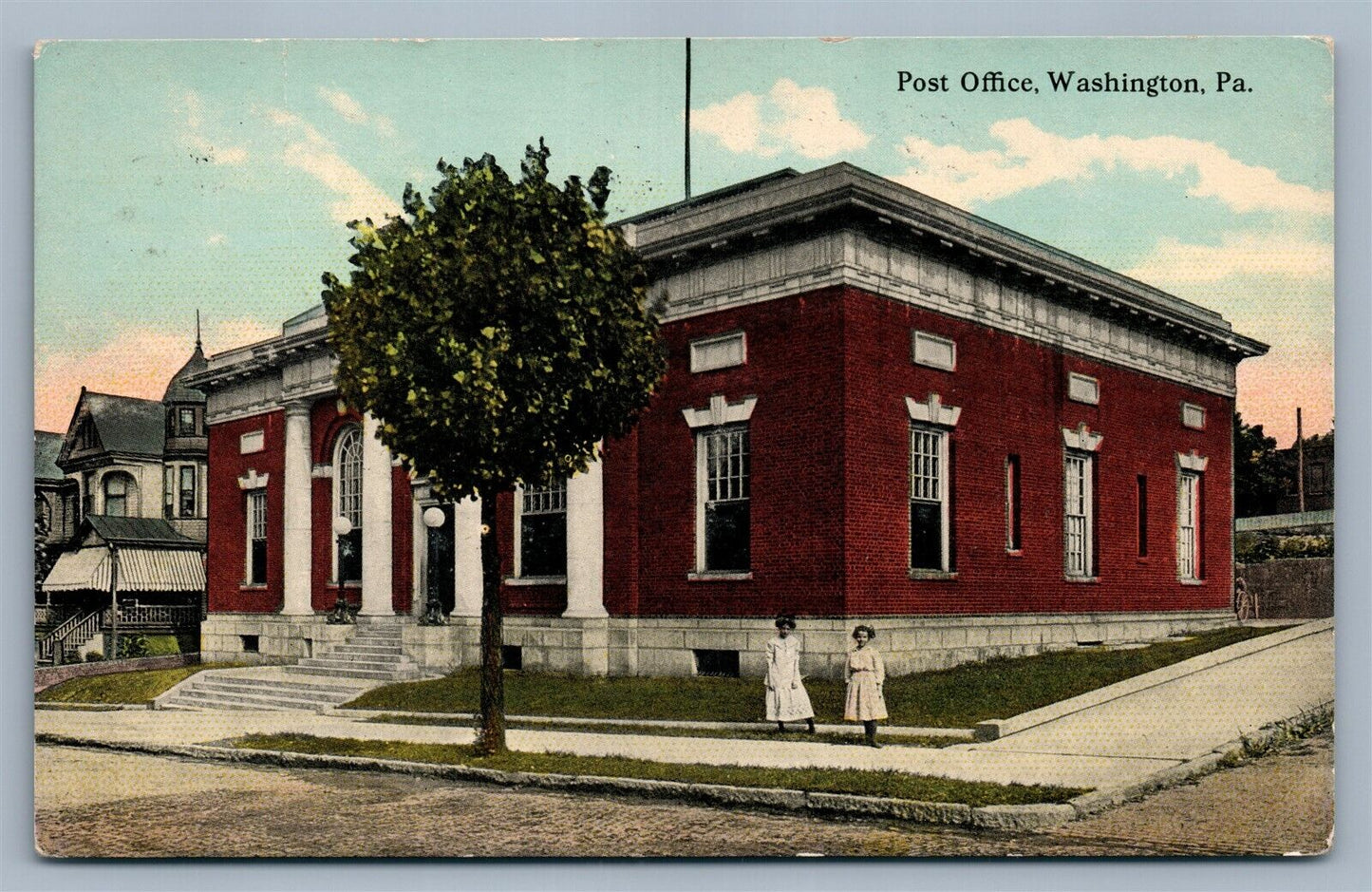 WASHINGTON PA POST OFFICE 1916 ANTIQUE POSTCARD