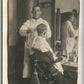 HAIRDRESSER AT WORK ANTIQUE REAL PHOTO POSTCARD RPPC