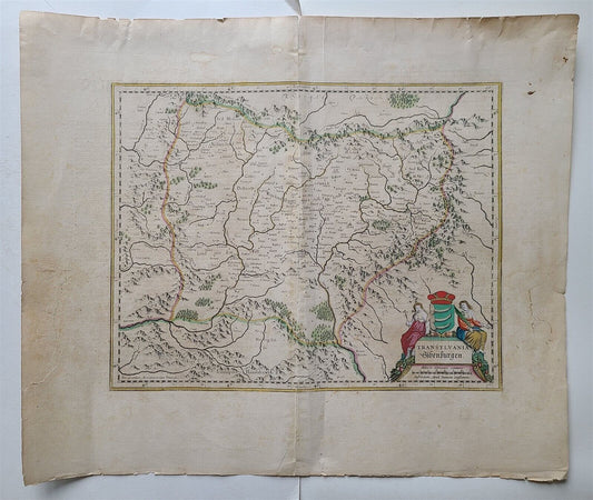 1663 RARE MAP OF TRANSYLVANIA ROMANIA antique authentic