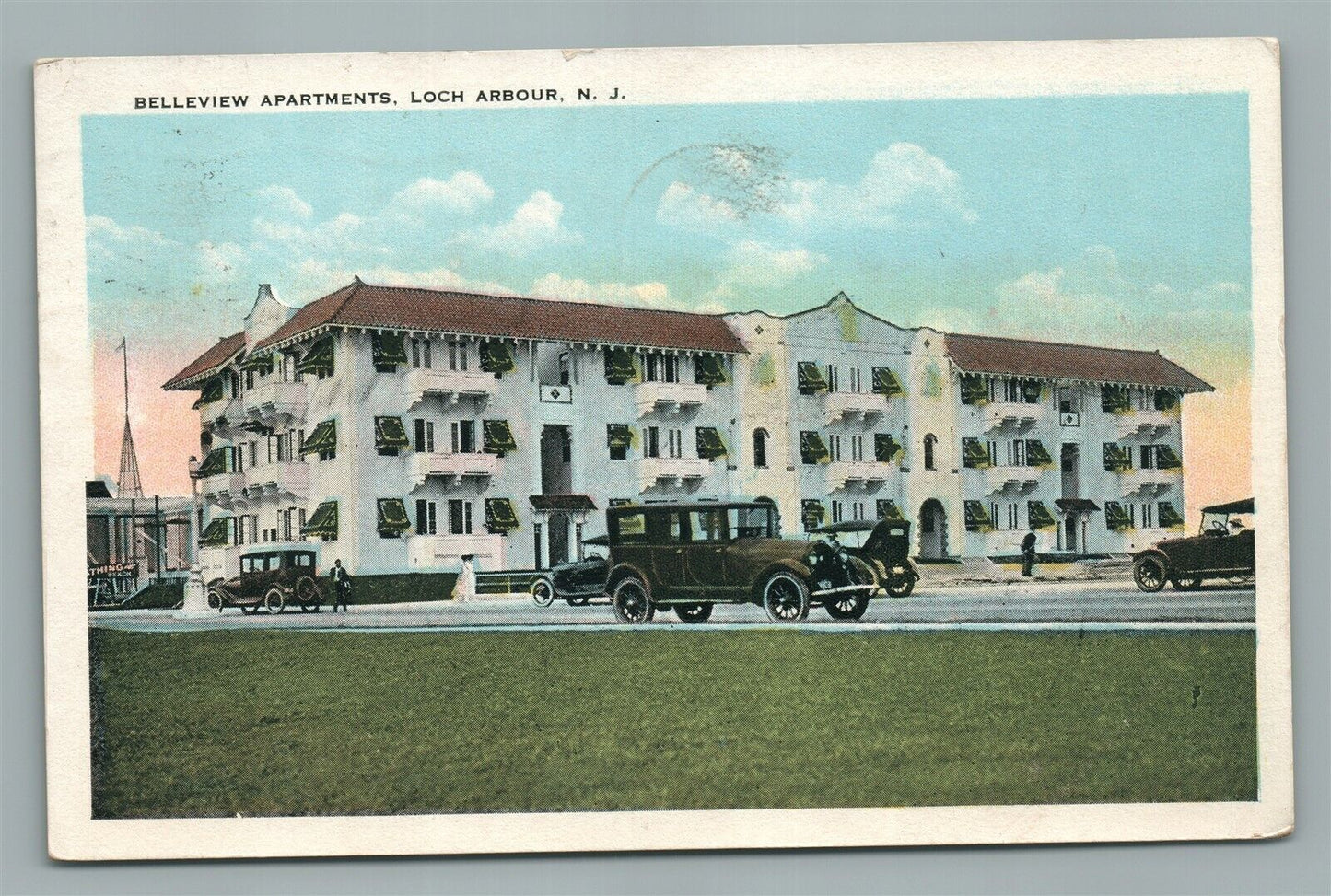 LOCH ARBOUR NJ BELLEVIEW APARTMENTS ANTIQUE POSTCARD