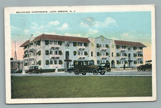 LOCH ARBOUR NJ BELLEVIEW APARTMENTS ANTIQUE POSTCARD
