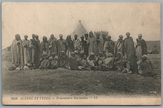 MAROCCAN PRISONERS AFRICA ANTIQUE POSTCARD