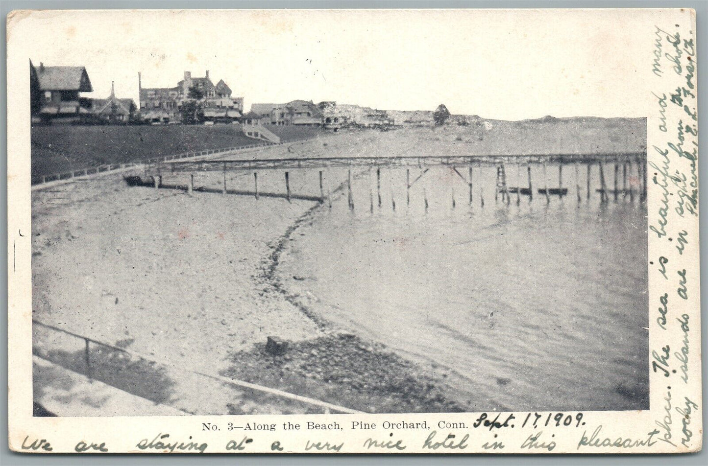 PINE ORCHARD CT ALONG THE BEACH ANTIQUE POSTCARD