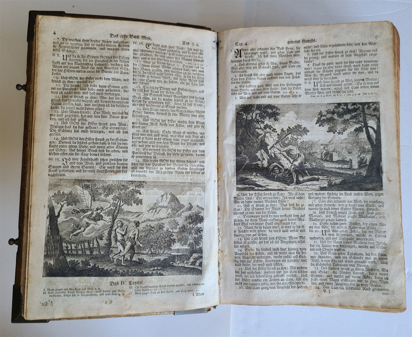 1763 BIBLE ILLUSTRATED IMPRESSIVE PIGSKIN FOLIO AMAZING BRONZE FITTINGS antique