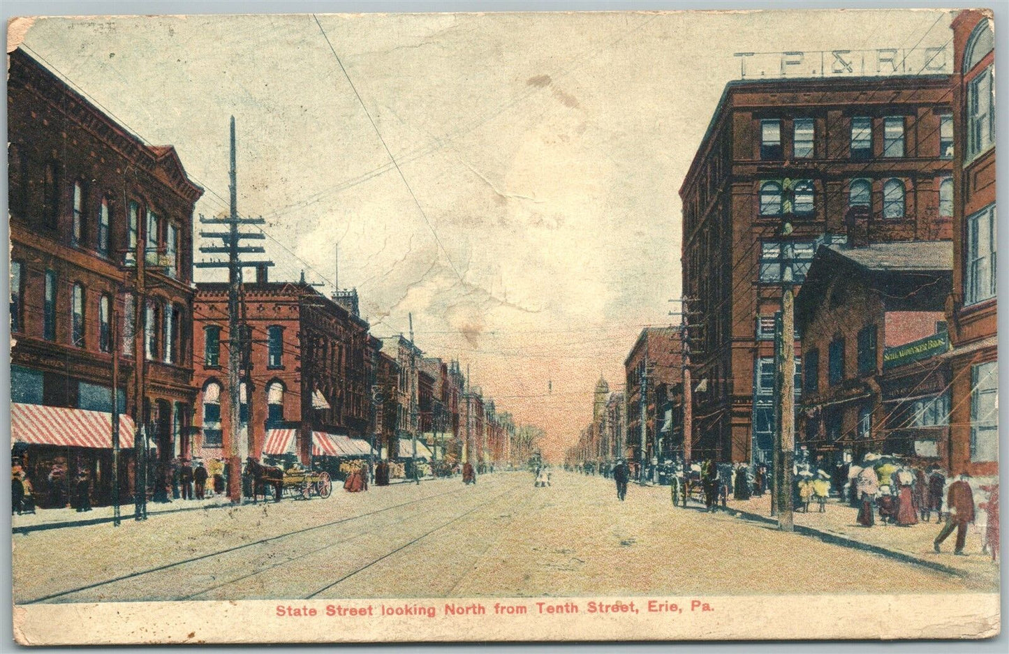ERIE PA STATE STREET 1907 ANTIQUE POSTCARD