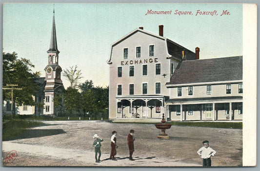 FOXCROFT ME MONUMENT SQUARE ANTIQUE POSTCARD