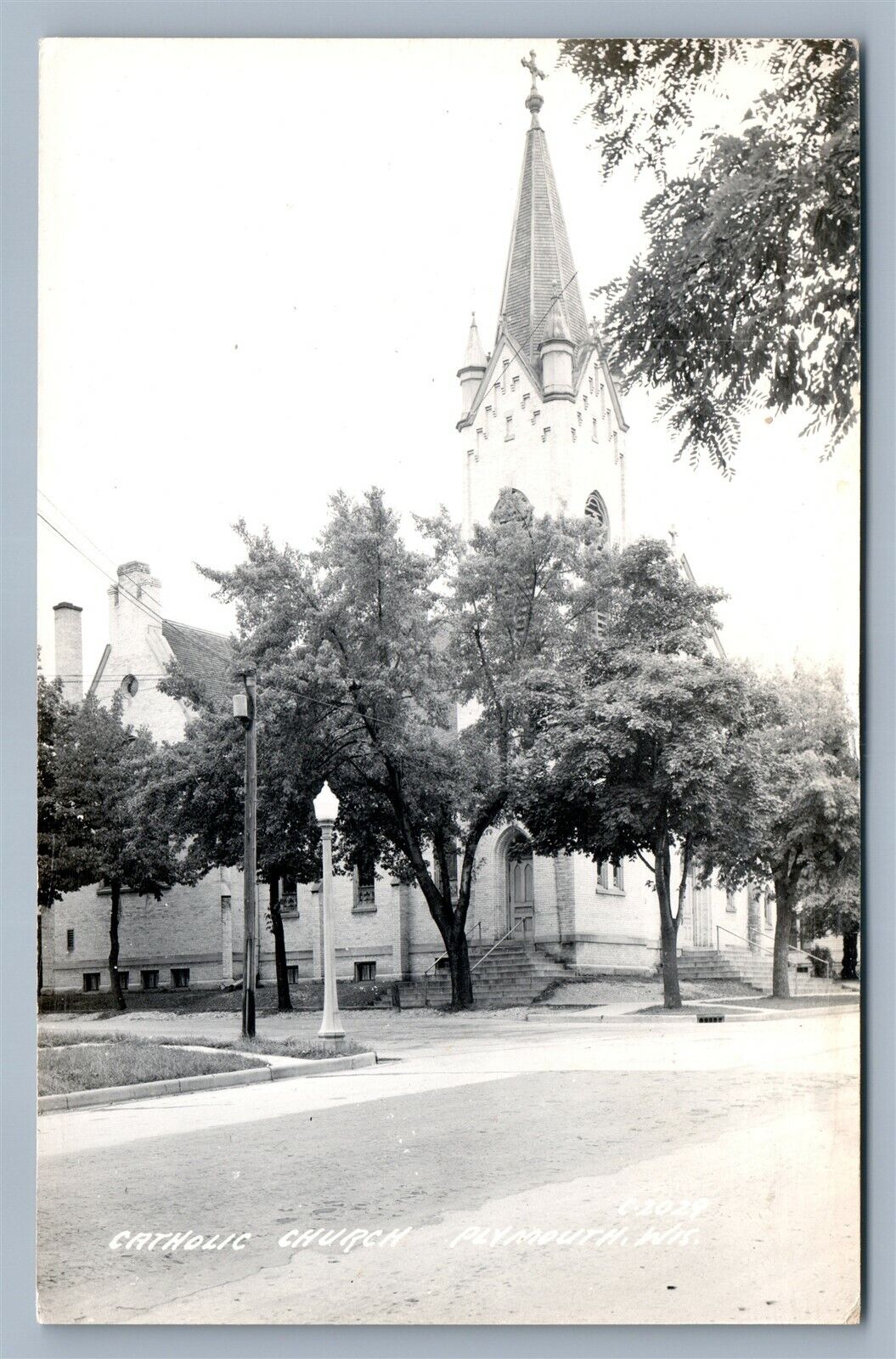 PLYMOUTH WI CATHOLIC CHURCH VINTAGE REAL PHOTO POSTCARD RPPC