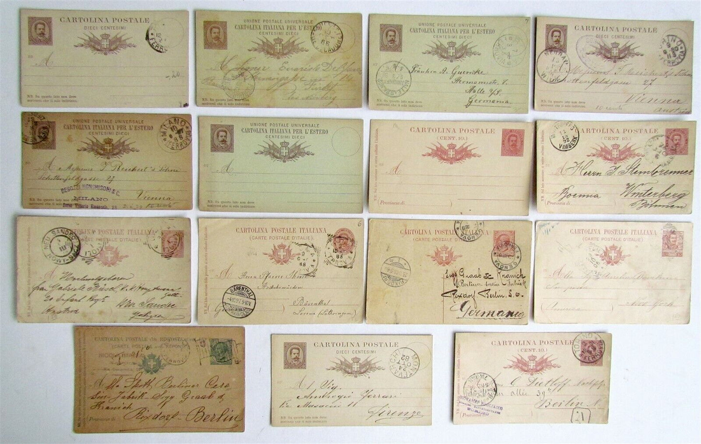 ITALY lot of 15 late 19th CENTURY ANTIQUE POSTCARDS