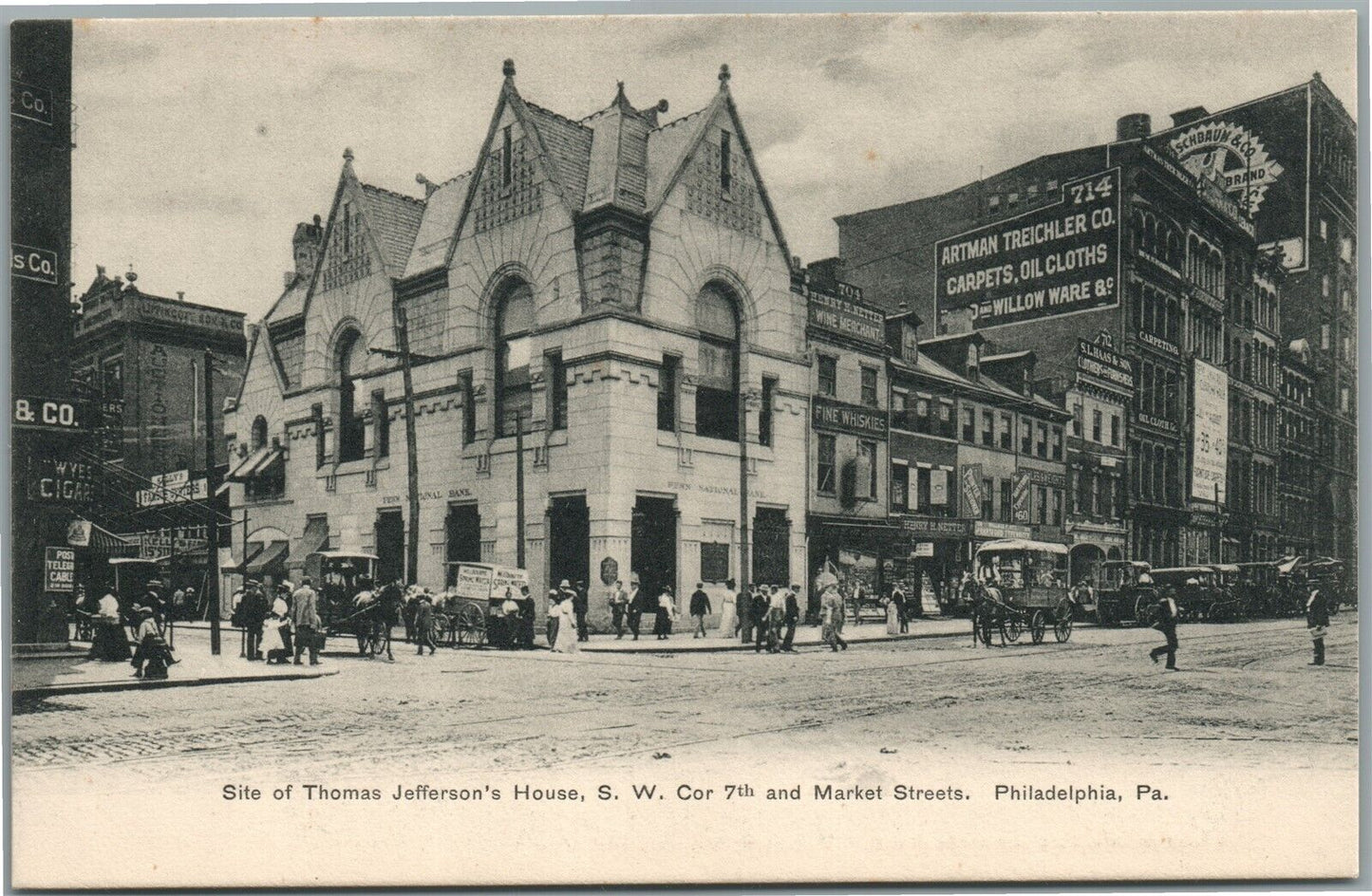 PHILADELPHIA PA THOMAS JEFFERSON HOUSE ANTIQUE POSTCARD