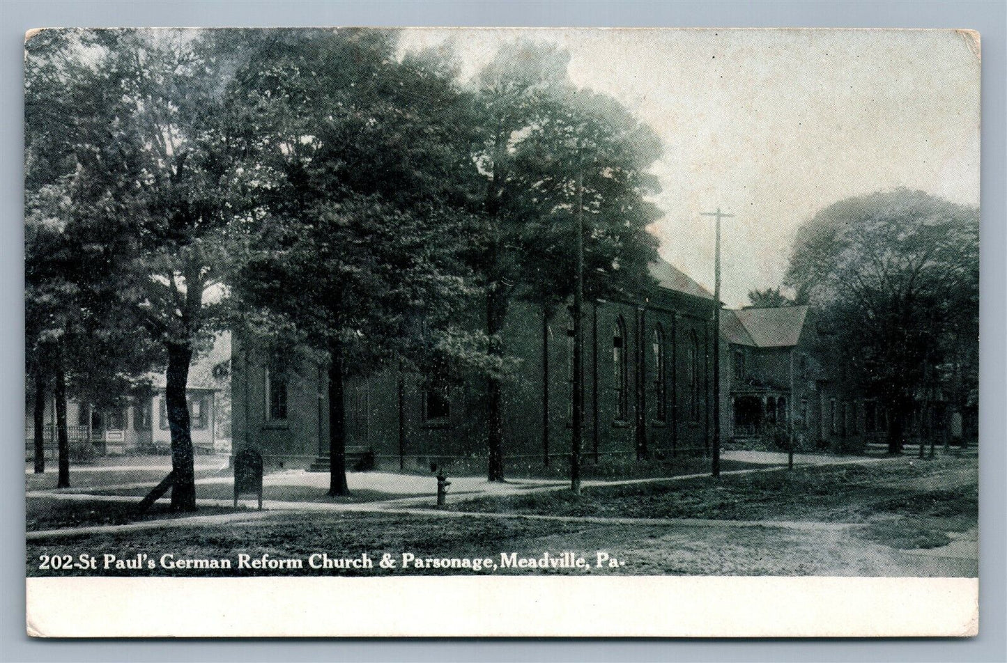 MEADVILLE PA ST.PAUL'S GERMAN CHURCH ANTIQUE POSTCARD