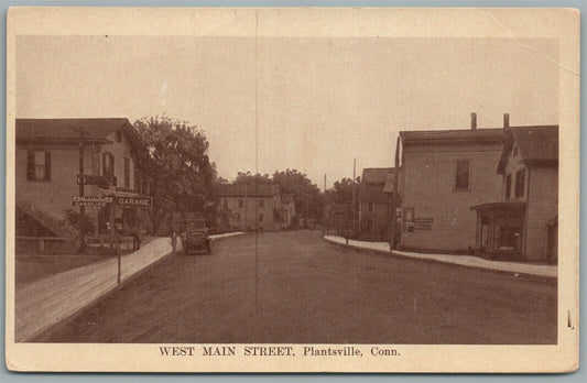 PLANTSVILLE CT WEST MAIN STREET ANTIQUE POSTCARD