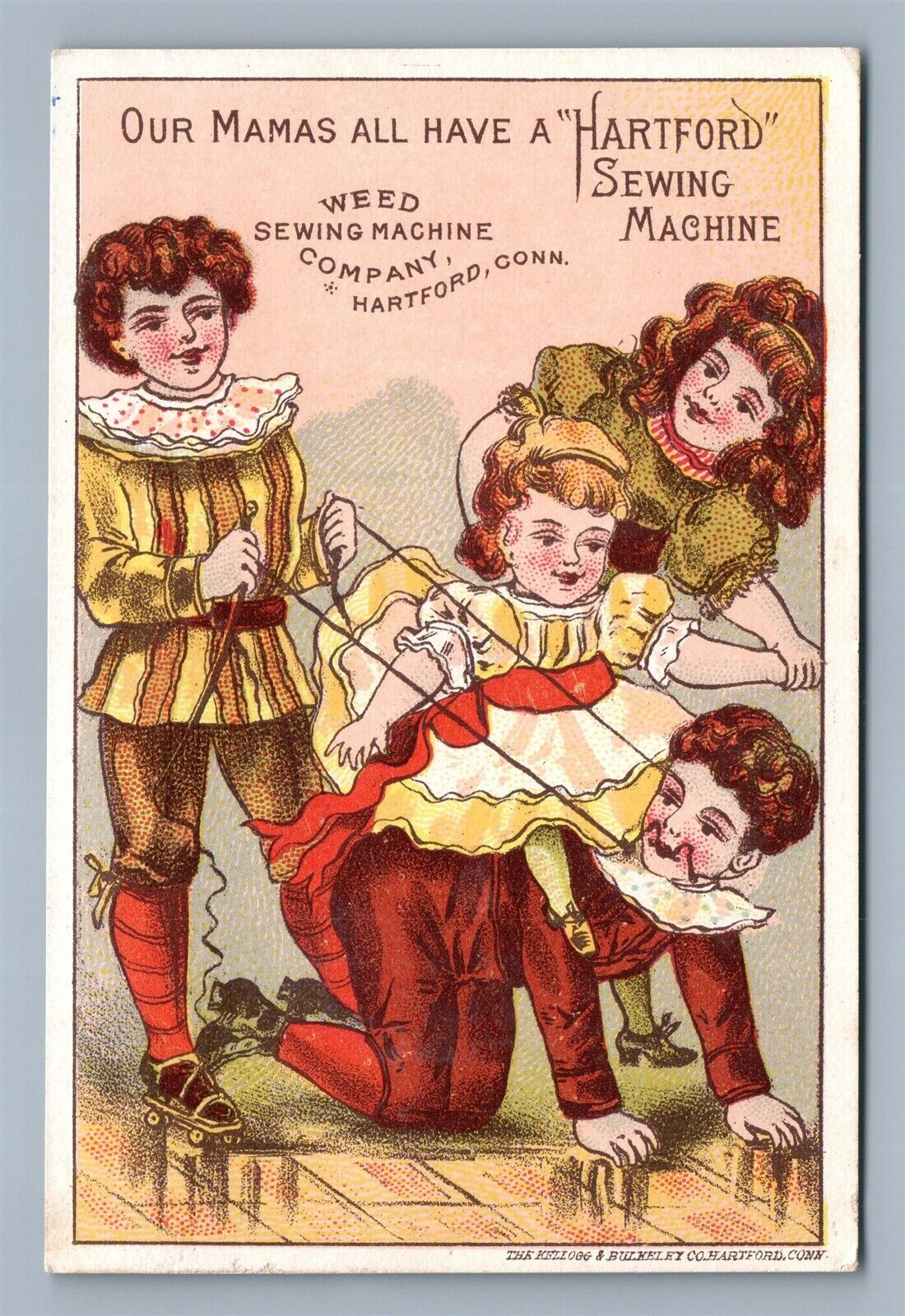 PEMBERTON NJ ANTIQUE VICTORIAN TRADE CARD HARTFORD SEWING MACHINE ADVERTISING