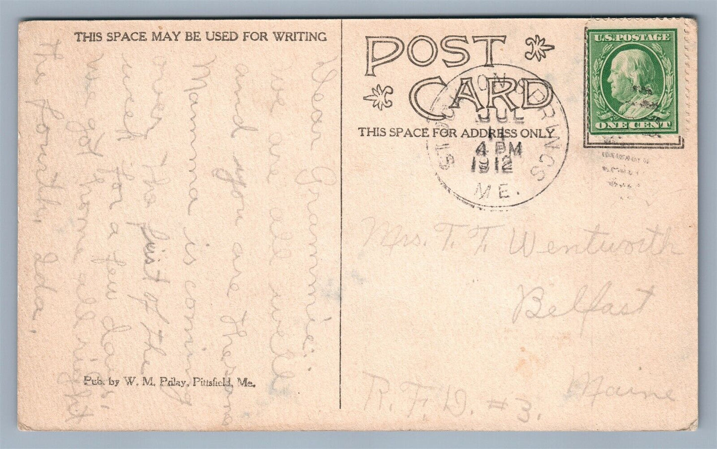 MAINE LIGHTHOUSE 1912 ANTIQUE REAL PHOTO POSTCARD RPPC