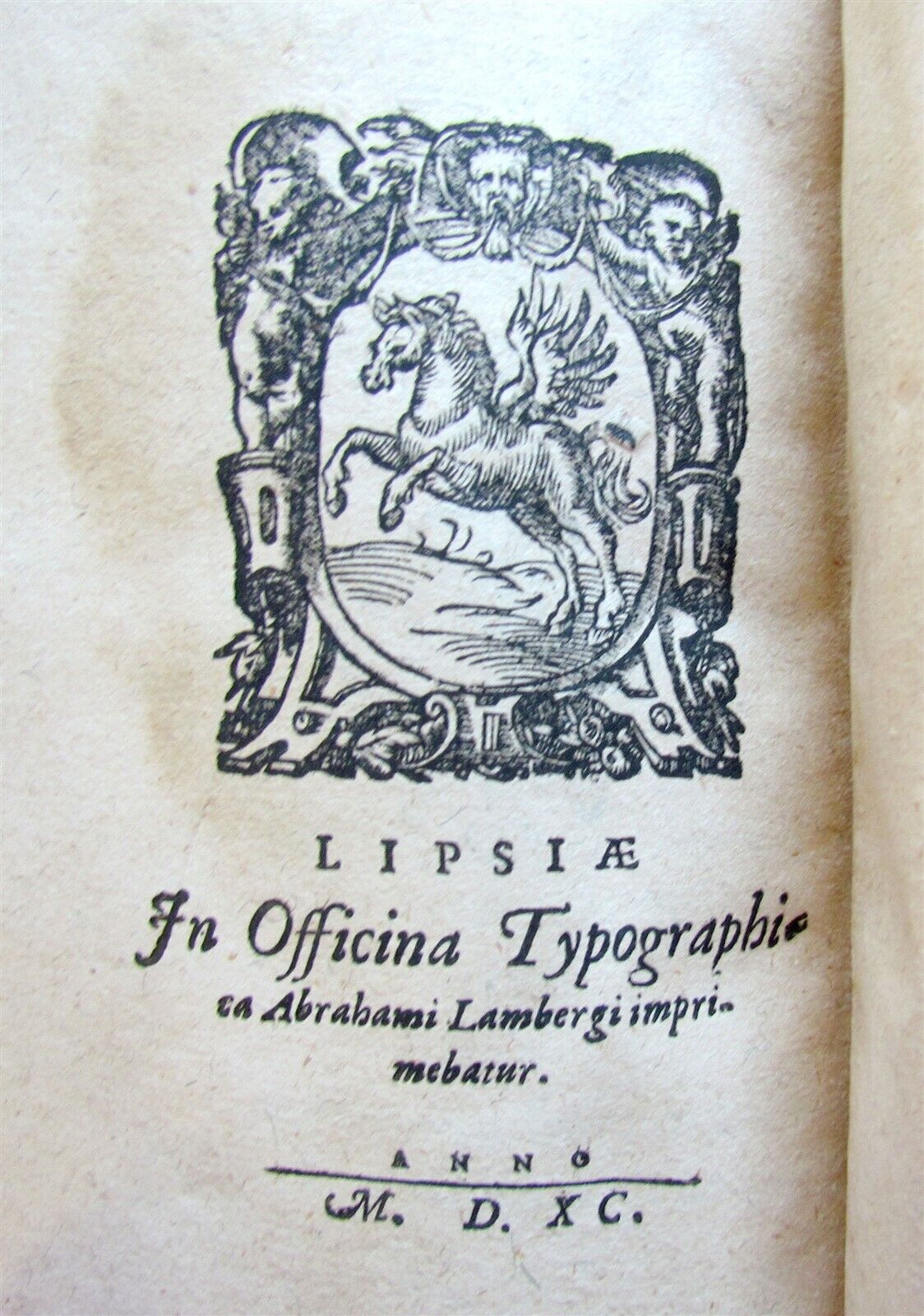 1590 CHRONICLE of WORLD'S NATIONS antique 16th CENTURY BLIND TOOLED PIGSKIN