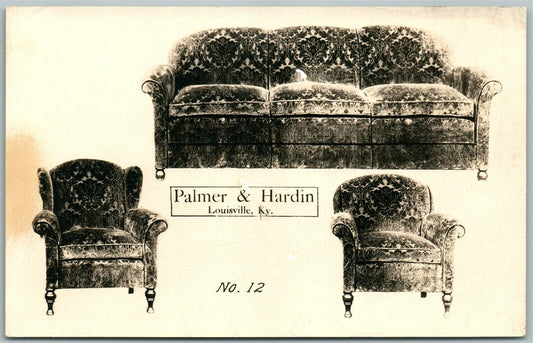 LOUISVILLE PALMER HARDIN FURNITURE ADVERTISING ANTIQUE REAL PHOTO RPPC POSTCARD