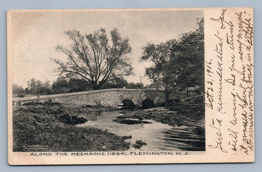 FLEMINGTON NJ ALONG THE NESHANIC ANTIQUE POSTCARD