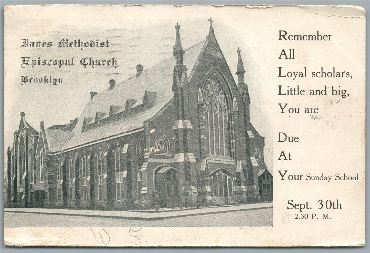 BROOKLYN NY YANES METHODIST EPISCOPAL CHURCH ANTIQUE POSTCARD