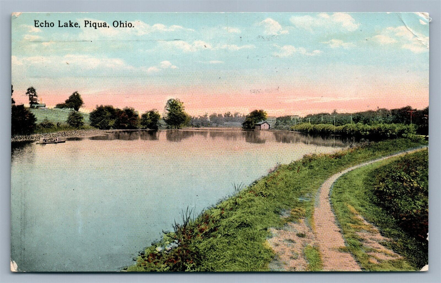 PIQUA OH ECHO LAKE ANTIQUE 1915 POSTCARD