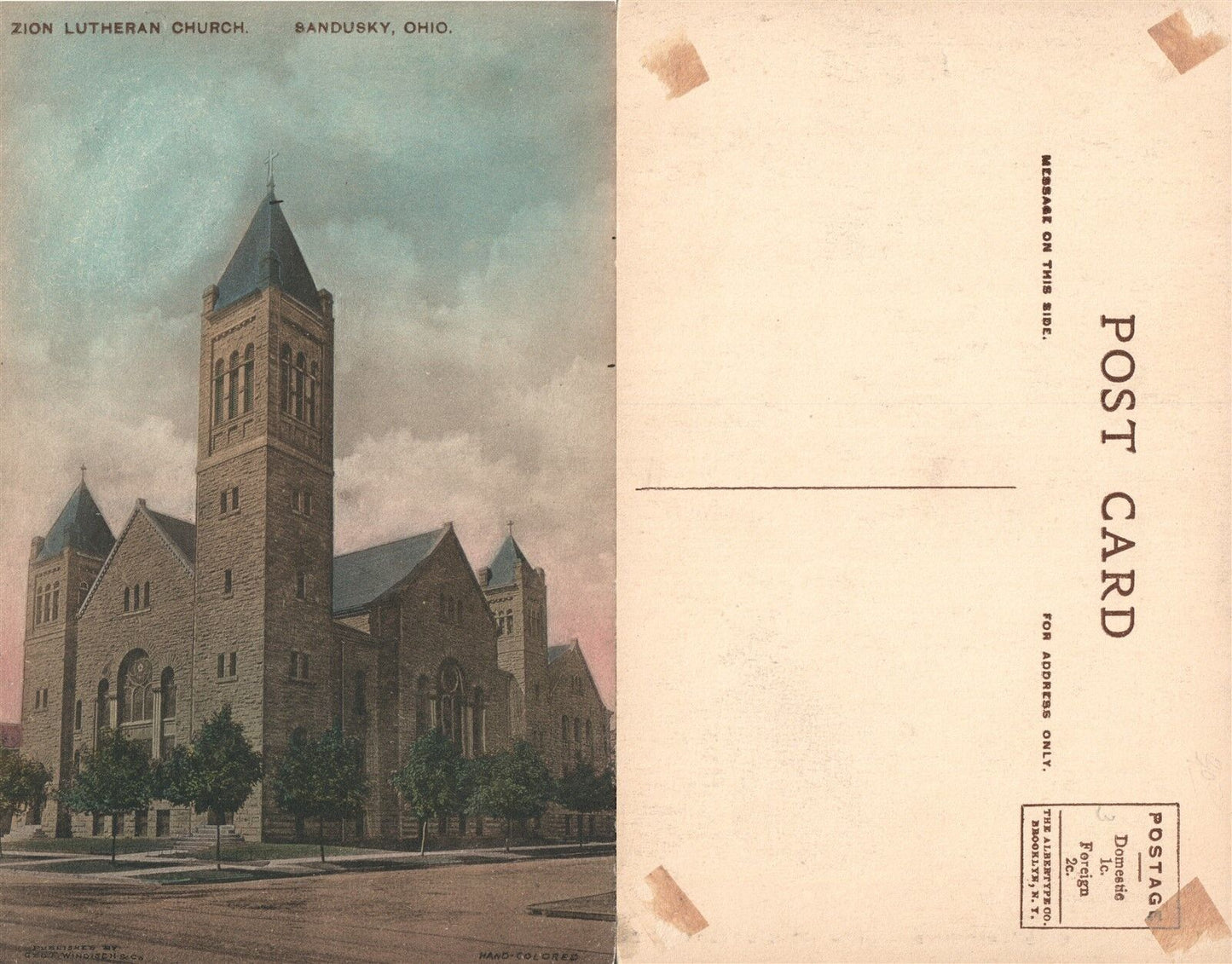 SANDUSKY OH ZION LUTHERAN CHURCH ANTIQUE POSTCARD