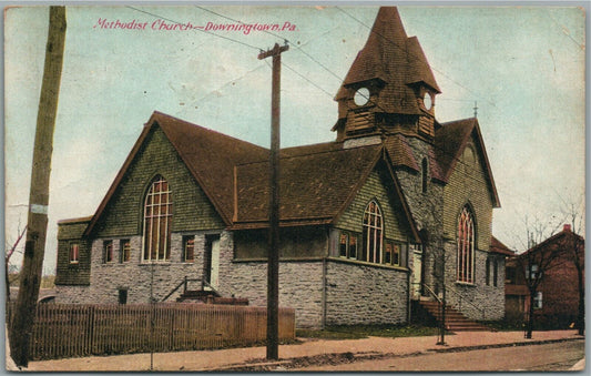 DOWNINGTOWN PA METHODIST CHURCH ANTIQUE POSTCARD