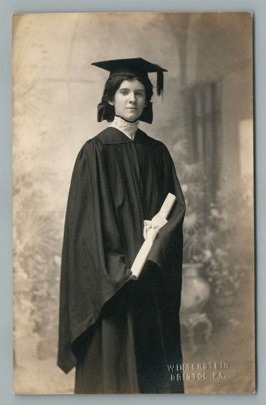 BRISTOL PA COLLEGE GRADUATE ANTIQUE REAL PHOTO POSTCARD RPPC