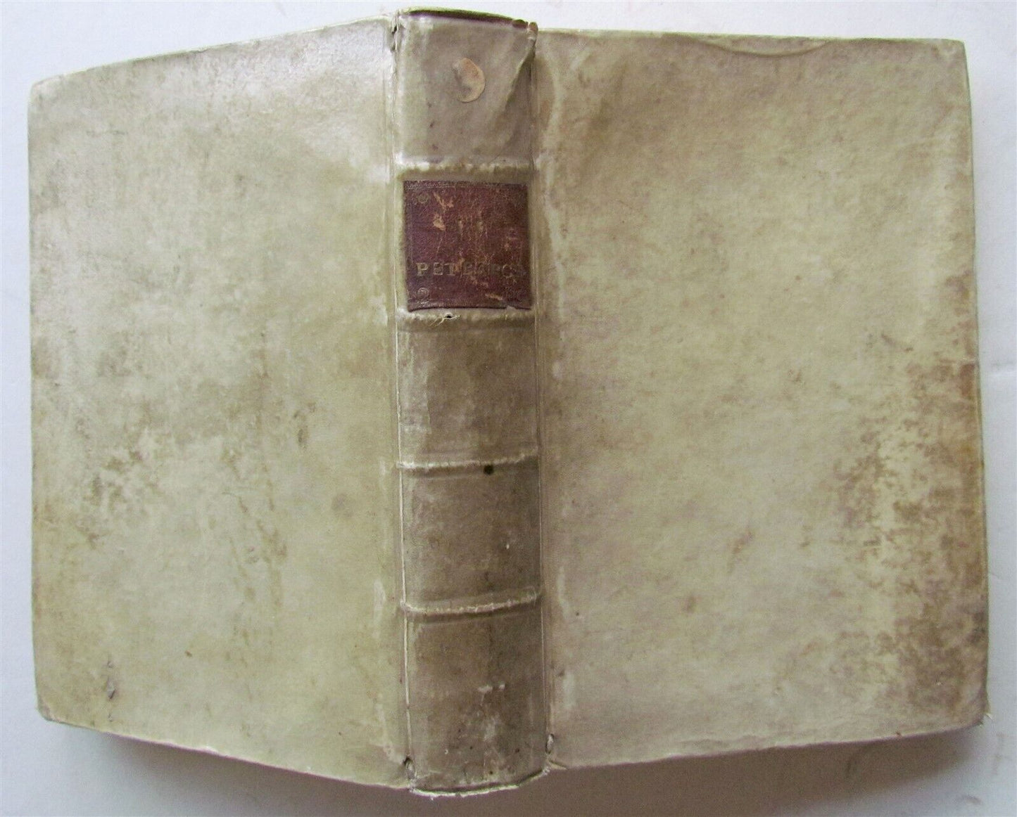 1553 PETRARCH VELLUM BINDING antique Con l'espositione di M. Giovanni Gesualdo