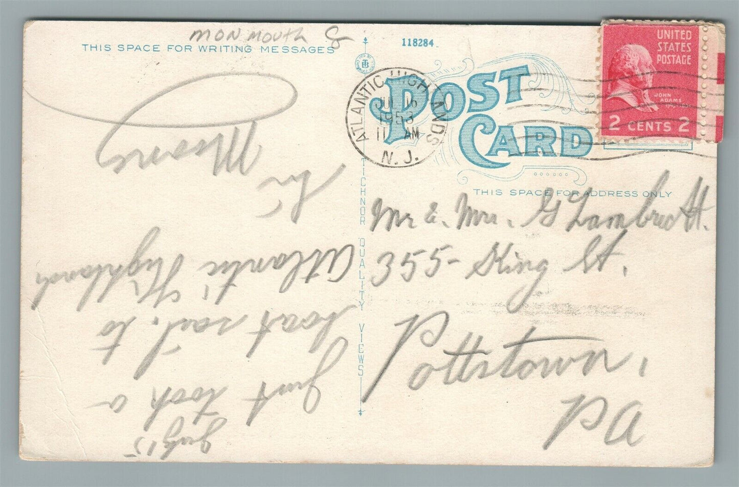 LEONARDO NJ NEW BOULEVARD & HIGH SCHOOL ANTIQUE POSTCARD