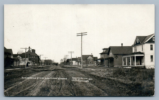 ABBOTTSFORD WI RESIDENCE STREET ANTIQUE REAL PHOTO POSTCARD RPPC